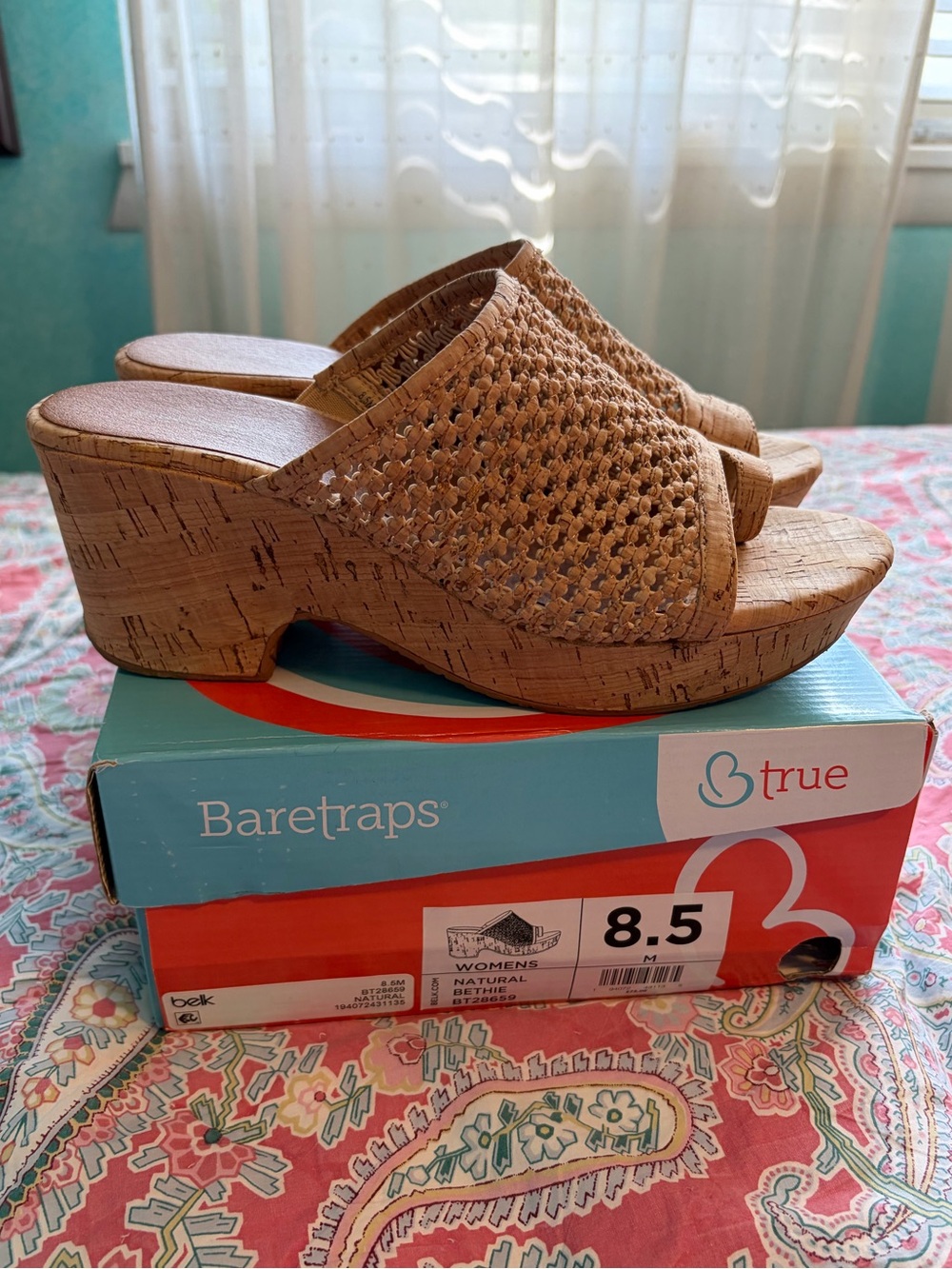 BareTraps Natural Woven Cork Platform Mules